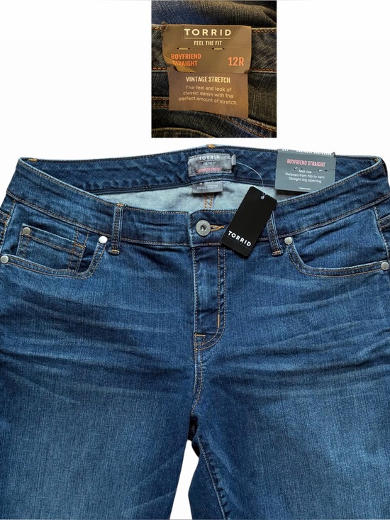 torrid Denim - Torrid Boyfriend Straight Mid-Rise denim blue jeans 12 R NWT $65.50